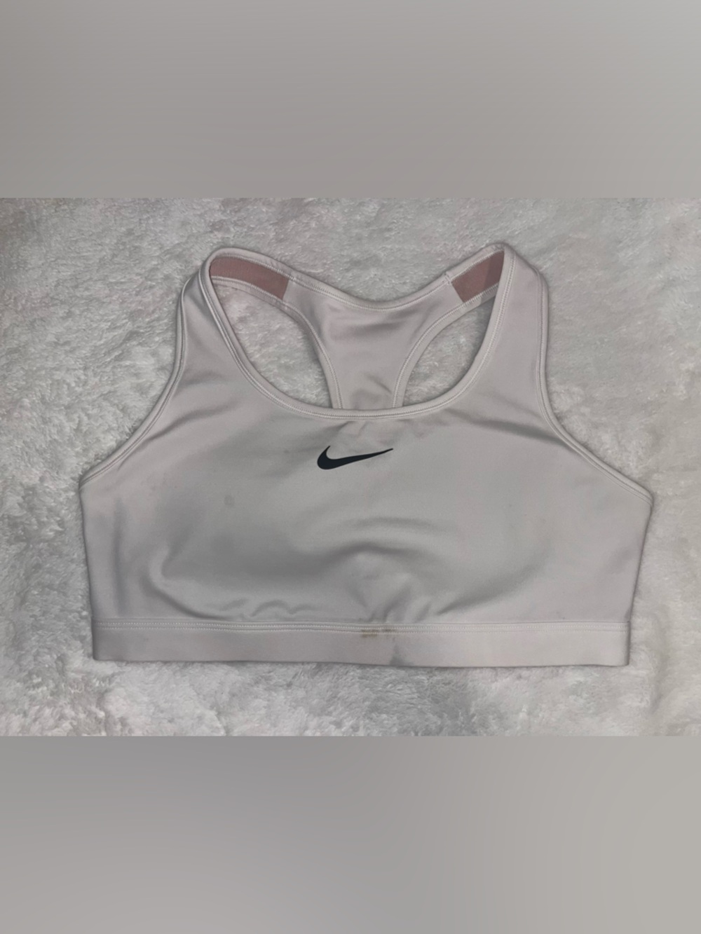 Nike Women's White Dri-FIT high impact padded Sports Bra Size large